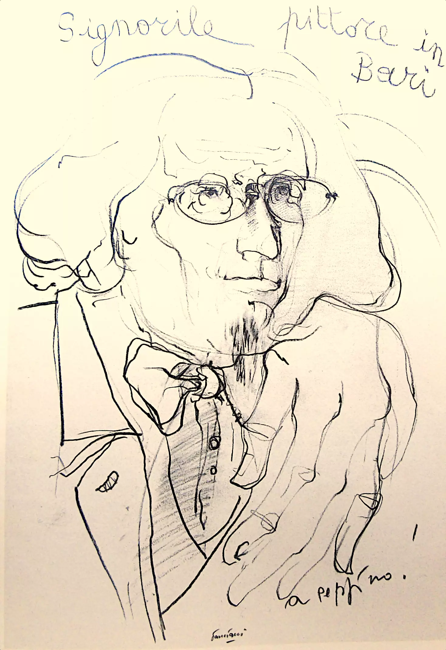 Il Maestro Giuseppe Signorile in un disegno di Michele Damiani.