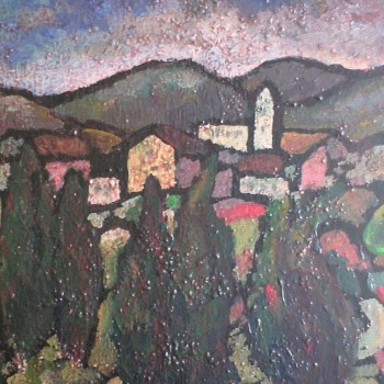 Giuseppe-signorile, olio su faesite telata, cm 30 x 35 Paesaggio