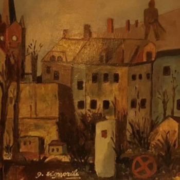 Giuseppe Signorile, Volkmarsdorf, paesaggio urbano (olio su tavola, 2015)-I