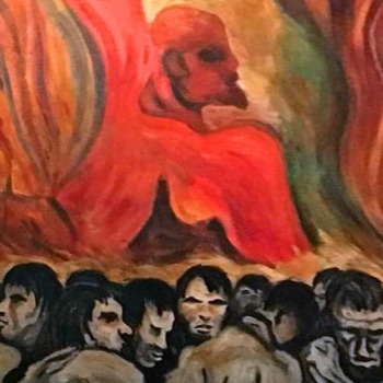 Giuseppe Signorile, Ottobre, olio su tela 150x150, 1970, Ambasciata di Mosca a Roma-I