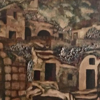 Giuseppe Signorile, “I Sassi di Matera“ (olio si tela, 50x60, 1974)