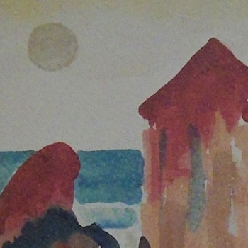 Giuseppe Signorile, In spiaggia, fotolito ritoccata a mano, cm 25 x 45