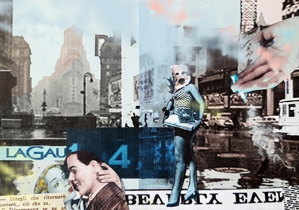 Silva Nironi, A street in New York, collage digitale, cm 20x30