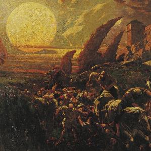 Mario De Maria, La luna ritorna in seno alla Madre Terra, 1903, olio su tela, 110x181,5 cm. Fondazione Venezia
